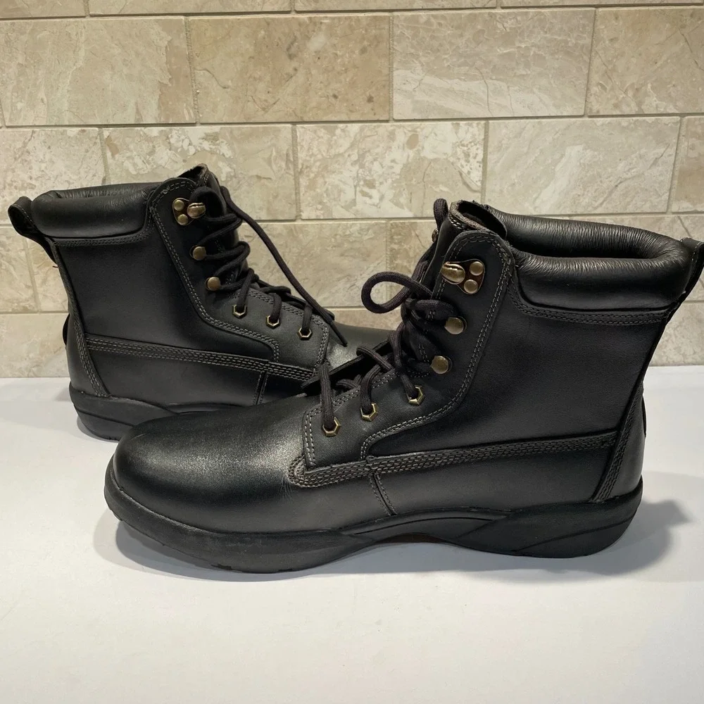 Dr Comfort Boss Black Leather Therapeutic Boots Size 14 XW Extra Wide No Insoles